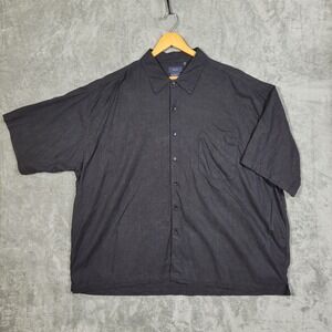 Sicura Shirt Mens 4XL Black Linen Blend Short Sleeve Button Up